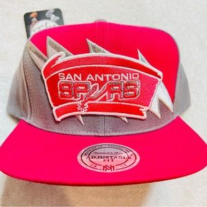 Exclusive Mitchell & Ness San Antonio Spurs Gray & Pink Snapback Hat Ultra Rare